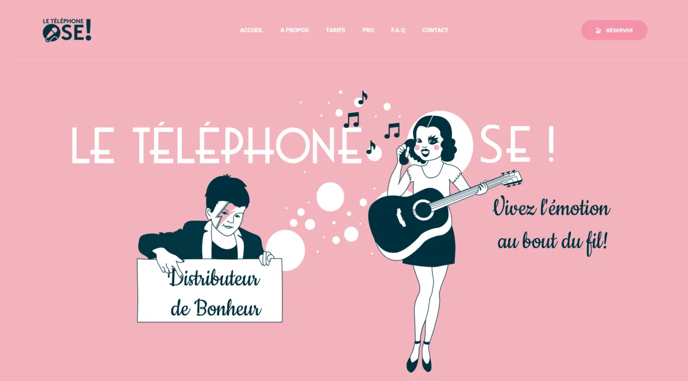 Page d’accueil du service musical Le Téléphone Ose.