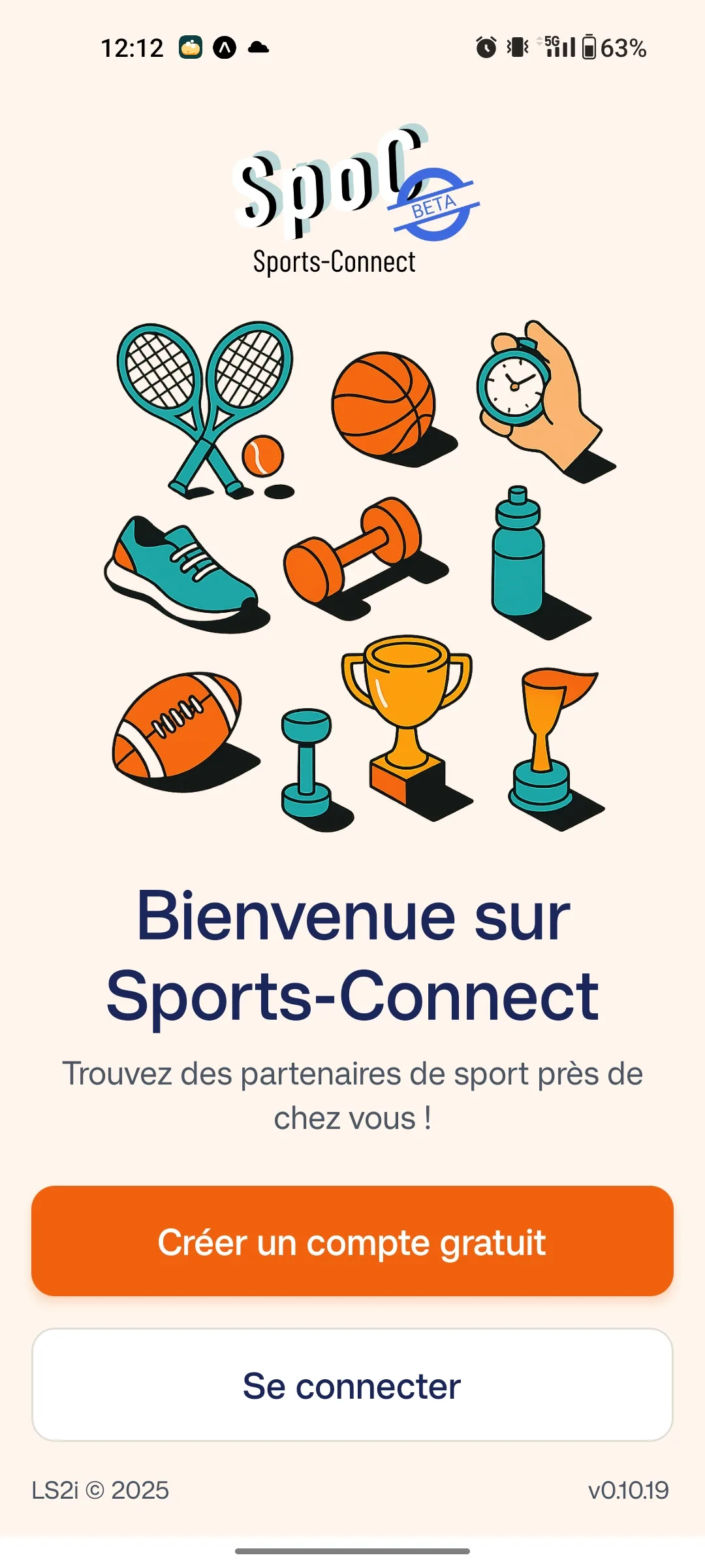 Écrans mobiles de l’application Sport Connect.